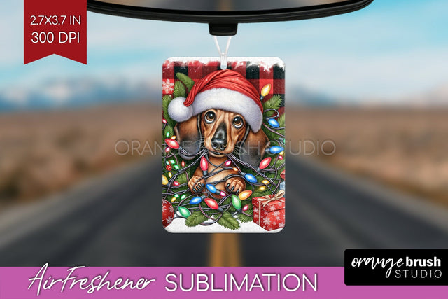 Funny Christmas Dog Air Freshener Sublimation OrangeBrushStudio 