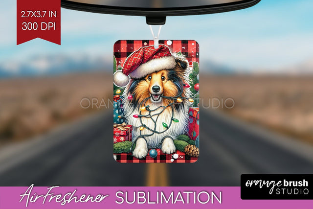 Funny Christmas Dog Air Freshener Sublimation OrangeBrushStudio 