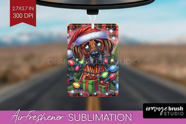 Funny Christmas Dog Air Freshener Sublimation OrangeBrushStudio 