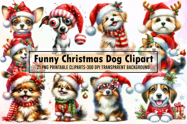 Funny Christmas Dog Clipart Sublimation designartist 
