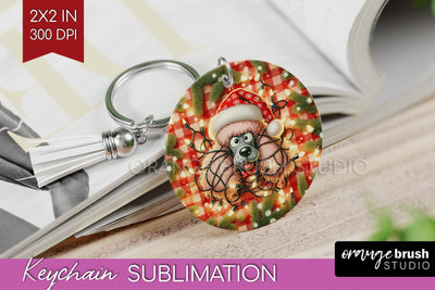 Funny Christmas Dog Keychain PNG Sublimation OrangeBrushStudio 