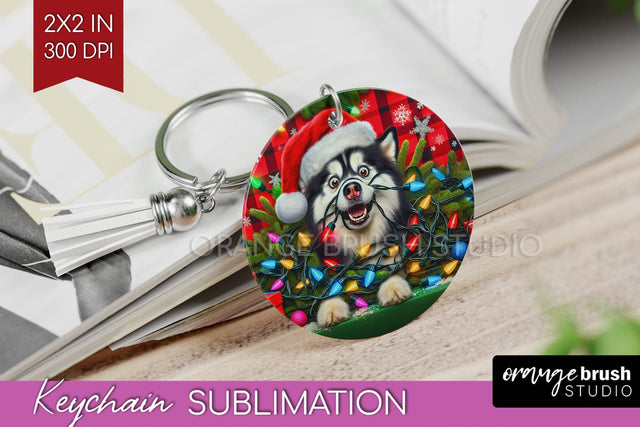Funny Christmas Dog Keychain PNG Sublimation OrangeBrushStudio 