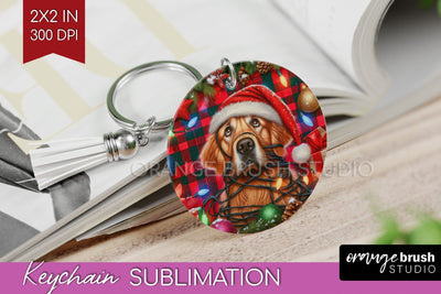 Funny Christmas Dog Keychain PNG Sublimation OrangeBrushStudio 