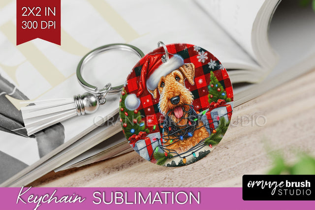 Funny Christmas Dog Keychain PNG Sublimation OrangeBrushStudio 