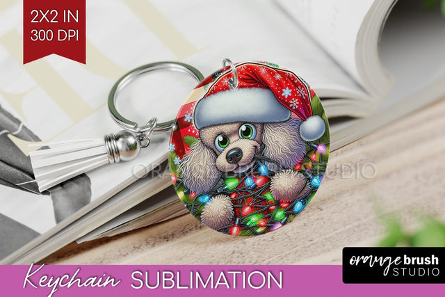 Funny Christmas Dog Keychain PNG Sublimation OrangeBrushStudio 