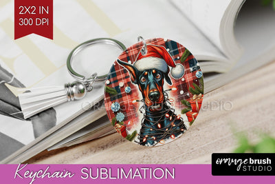 Funny Christmas Dog Keychain PNG Sublimation OrangeBrushStudio 