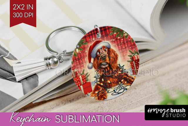 Funny Christmas Dog Keychain PNG Sublimation OrangeBrushStudio 
