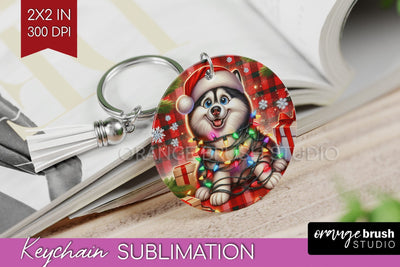 Funny Christmas Dog Keychain PNG Sublimation OrangeBrushStudio 