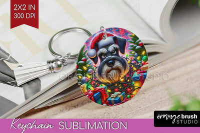Funny Christmas Dog Keychain PNG Sublimation OrangeBrushStudio 