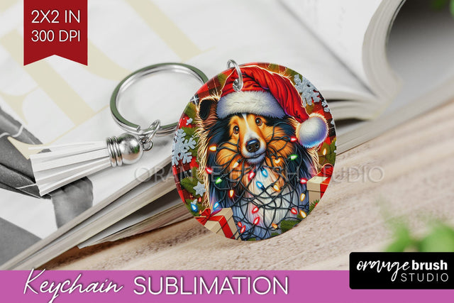 Funny Christmas Dog Keychain PNG Sublimation OrangeBrushStudio 