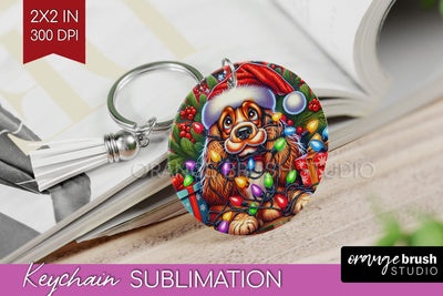 Funny Christmas Dog Keychain PNG Sublimation OrangeBrushStudio 
