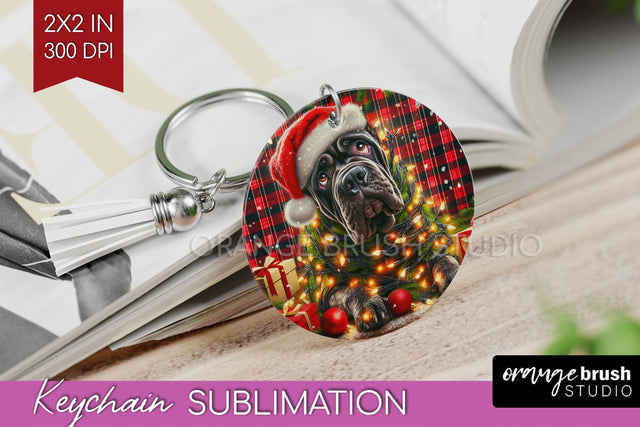 Funny Christmas Dog Keychain PNG Sublimation OrangeBrushStudio 