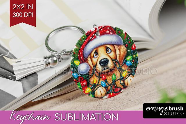 Funny Christmas Dog Keychain PNG Sublimation OrangeBrushStudio 
