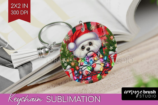 Funny Christmas Dog Keychain PNG Sublimation OrangeBrushStudio 