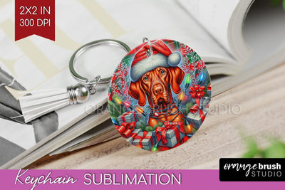 Funny Christmas Dog Keychain PNG Sublimation OrangeBrushStudio 