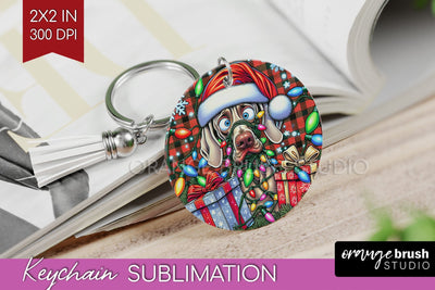 Funny Christmas Dog Keychain PNG Sublimation OrangeBrushStudio 