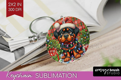 Funny Christmas Dog Keychain PNG Sublimation OrangeBrushStudio 