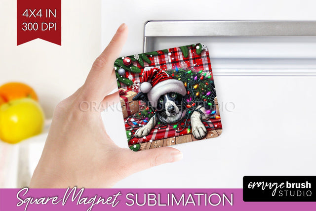 Funny Christmas Dog Magnet PNG Sublimation OrangeBrushStudio 
