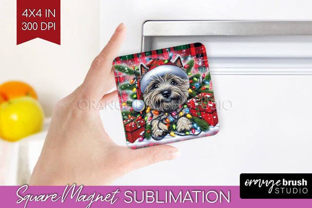 Funny Christmas Dog Magnet PNG Sublimation OrangeBrushStudio 