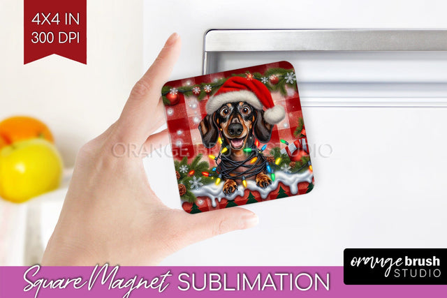 Funny Christmas Dog Magnet PNG Sublimation OrangeBrushStudio 