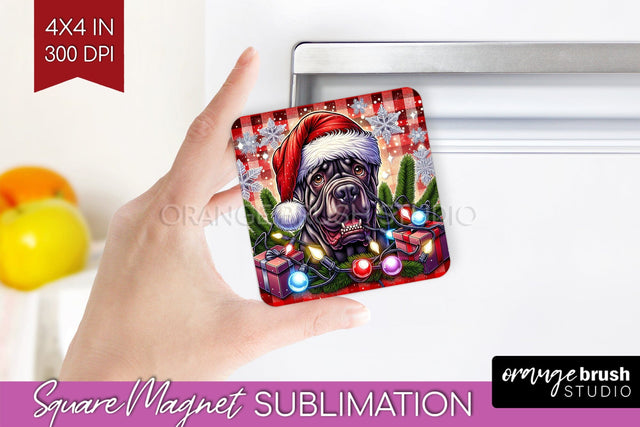 Funny Christmas Dog Magnet PNG Sublimation OrangeBrushStudio 