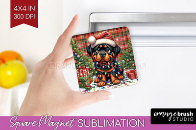 Funny Christmas Dog Magnet PNG Sublimation OrangeBrushStudio 