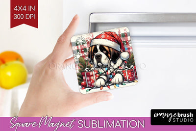 Funny Christmas Dog Magnet PNG Sublimation OrangeBrushStudio 