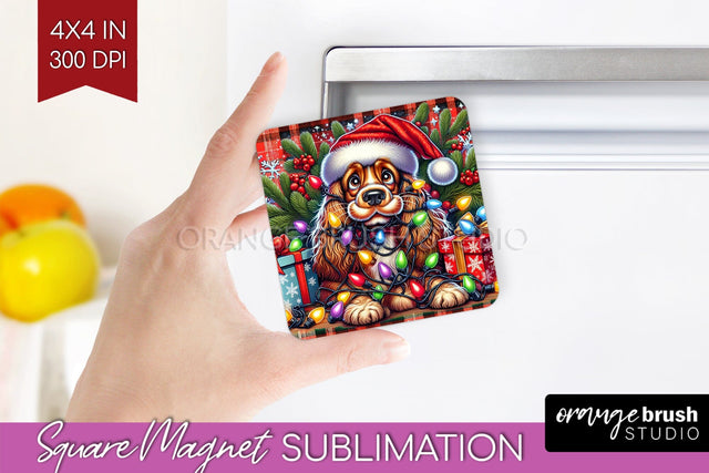 Funny Christmas Dog Magnet PNG Sublimation OrangeBrushStudio 