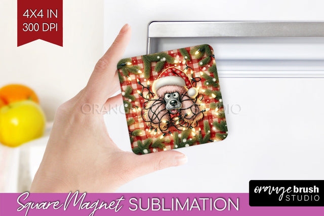 Funny Christmas Dog Magnet PNG Sublimation OrangeBrushStudio 