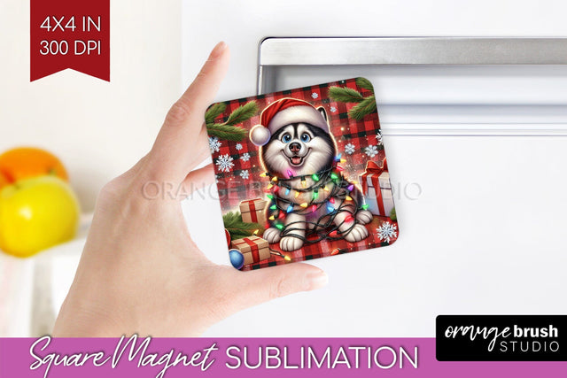 Funny Christmas Dog Magnet PNG Sublimation OrangeBrushStudio 