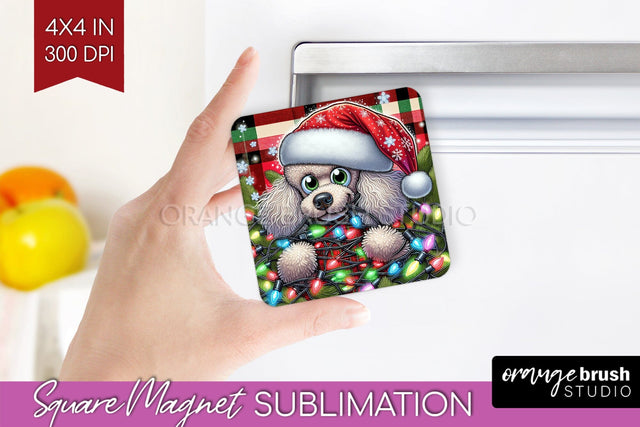 Funny Christmas Dog Magnet PNG Sublimation OrangeBrushStudio 