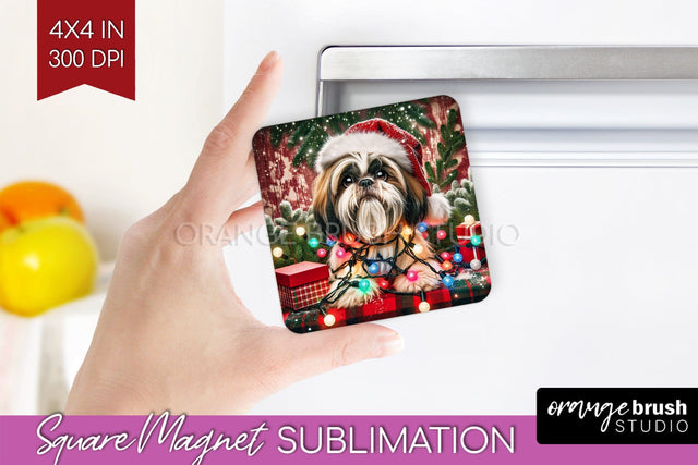 Funny Christmas Dog Magnet PNG Sublimation OrangeBrushStudio 