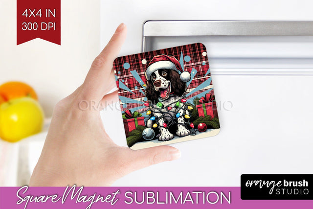 Funny Christmas Dog Magnet PNG Sublimation OrangeBrushStudio 