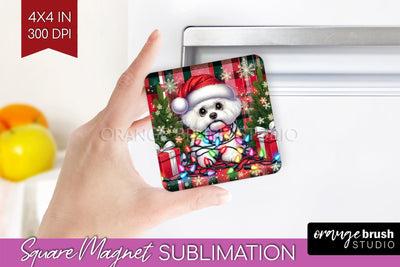 Funny Christmas Dog Magnet PNG Sublimation OrangeBrushStudio 