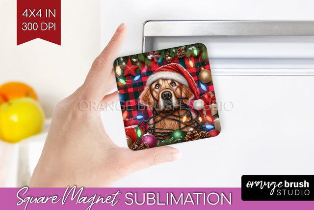 Funny Christmas Dog Magnet PNG Sublimation OrangeBrushStudio 