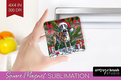 Funny Christmas Dog Magnet PNG Sublimation OrangeBrushStudio 