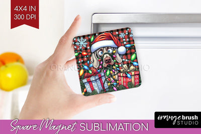 Funny Christmas Dog Magnet PNG Sublimation OrangeBrushStudio 