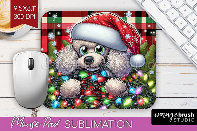 Funny Christmas Dog Mouse Pad PNG Sublimation OrangeBrushStudio 