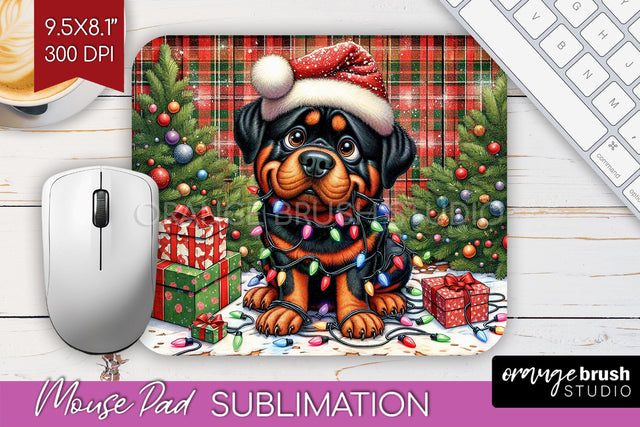 Funny Christmas Dog Mouse Pad PNG Sublimation OrangeBrushStudio 
