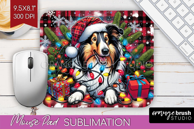 Funny Christmas Dog Mouse Pad PNG Sublimation OrangeBrushStudio 
