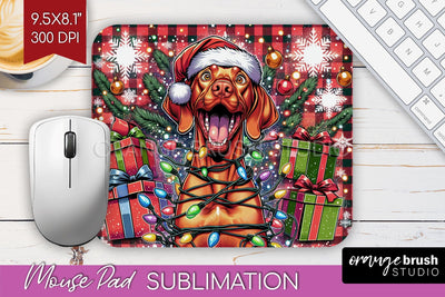Funny Christmas Dog Mouse Pad PNG Sublimation OrangeBrushStudio 