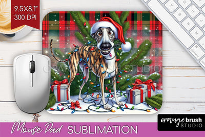 Funny Christmas Dog Mouse Pad PNG Sublimation OrangeBrushStudio 