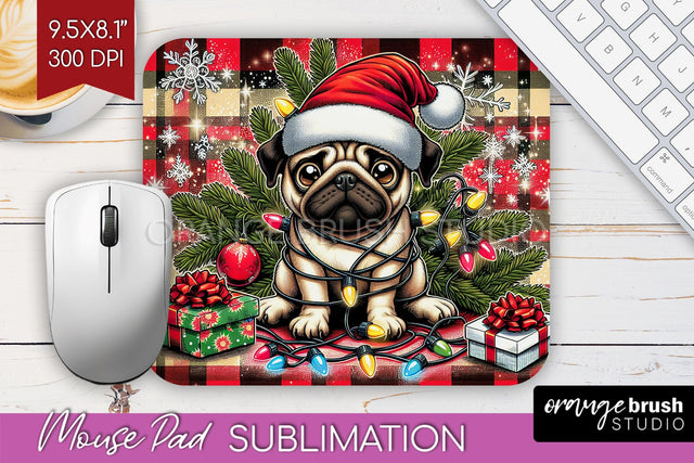 Funny Christmas Dog Mouse Pad PNG Sublimation OrangeBrushStudio 