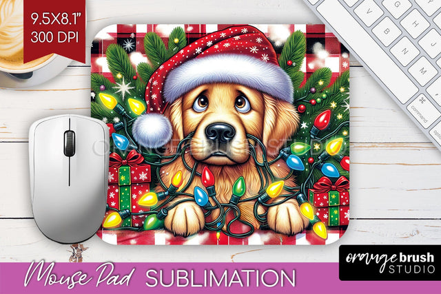 Funny Christmas Dog Mouse Pad PNG Sublimation OrangeBrushStudio 