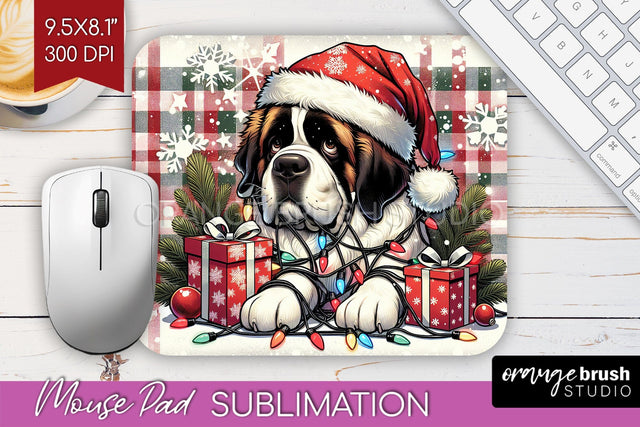 Funny Christmas Dog Mouse Pad PNG Sublimation OrangeBrushStudio 