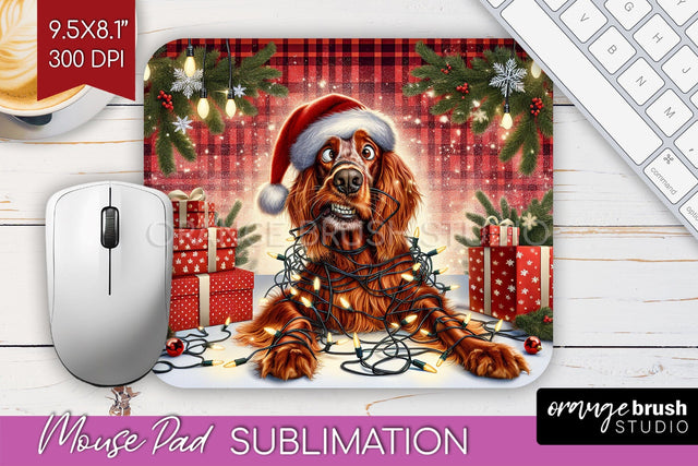 Funny Christmas Dog Mouse Pad PNG Sublimation OrangeBrushStudio 