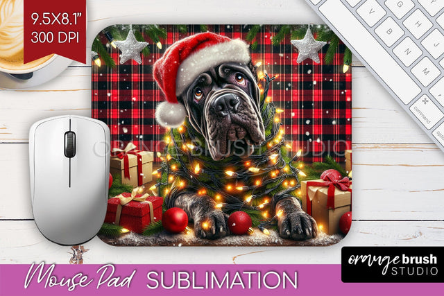 Funny Christmas Dog Mouse Pad PNG Sublimation OrangeBrushStudio 
