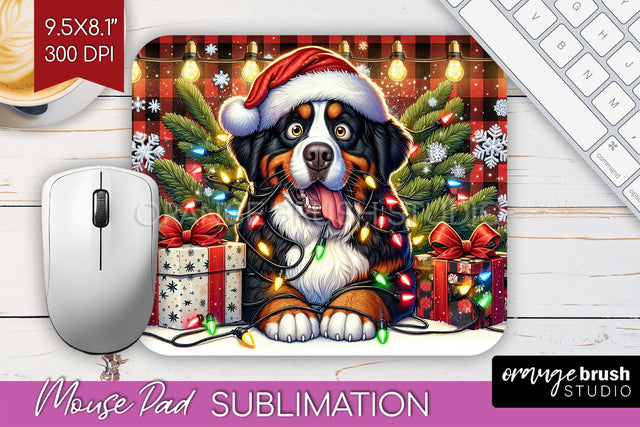Funny Christmas Dog Mouse Pad PNG Sublimation OrangeBrushStudio 