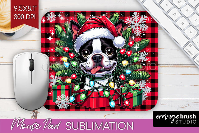 Funny Christmas Dog Mouse Pad PNG Sublimation OrangeBrushStudio 