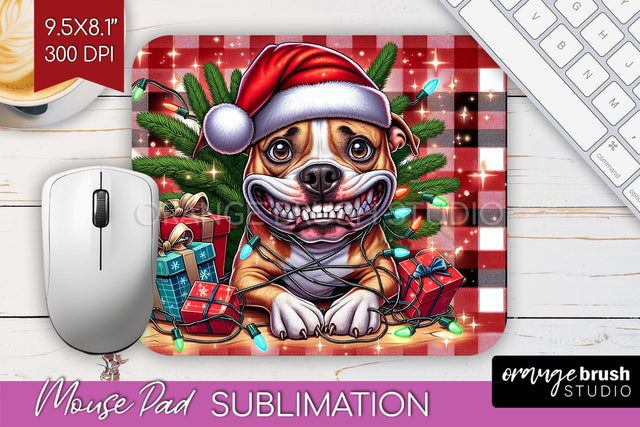 Funny Christmas Dog Mouse Pad PNG Sublimation OrangeBrushStudio 